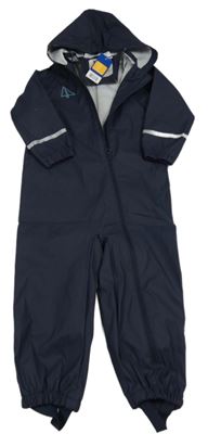 Nové - Tmavomodrá voděodolná kombinéza s potiskem a kapucí Lupilu