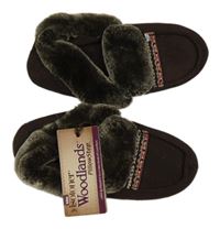 Nové - Kávové semišové topánky s kožešinou Woodland vel. 37