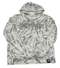 Šedo-bílá batikovaná mikina s kapucí - Harry Potter 