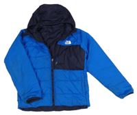 Modro-tmavmomodrá funkčná šušťáková zimná obojstranná bunda s kapucňou The North Face