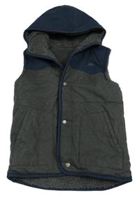 Tmavomodro-sivá šušťáková zateplená vesta s kapucňou Trespass