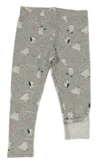 Šedé melírované zateplené legíny s pejsky Pocopiano