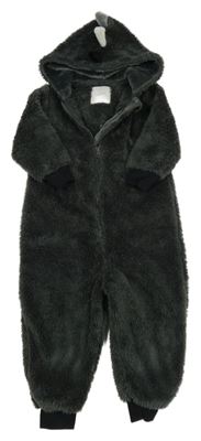 Tmavošedá chlupatá kombinéza s ostny a kapucí Next