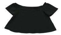 Čierne crop tričko s volnými rameny