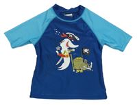 Tmavomodro-modré UV tričko se žralokem 