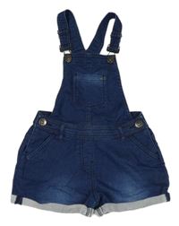 Tmavomodré teplákovo/riflové laclové kraťasy Lupilu