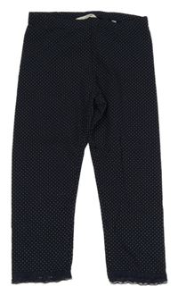 Tmavomodré bodkovaná é capri legíny s krajkovým lemem H&M