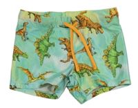 Zeleno-žluté nohavičkové plavky s dinosaury H&M