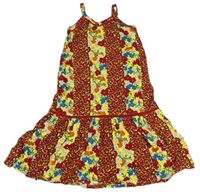 Žlto-červené kvetované šaty Matalan