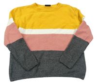 Sivo-ružovo-žltý sveter Page One Young