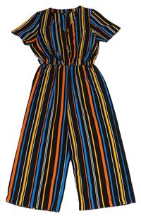 Čierno-farebný pruhovaný culottes overal New Look