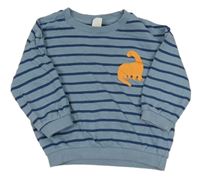 Světlemodo-tmavomodrá pruhovaná mikina s dinosaurem H&M