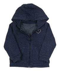Tmavomodrá propínací mikin so srdiečkom a kapucňou Mothercare