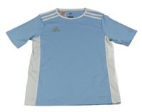 Světlemodro-bílé sportovní funkční tričko s logem Adidas 