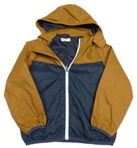 Tmavomodro-béžová šušťáková bunda s kapucňou H&M