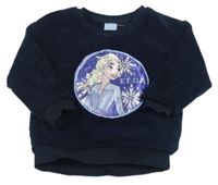 Tmavomodrá chlpatá mikina s Elsou Disney