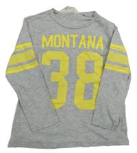 Sivé melírované tričko s nápisom a číslom zn. H&M