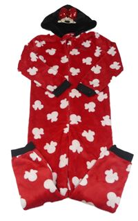 Červeno-čierna chlpatá kombinéza s kapucí - Minnie Disney