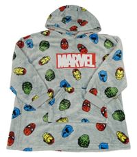 Nové - Šedá plyšová oversized mikina se superhrdiny a kapucí Marvel 