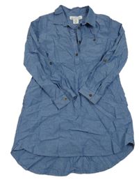 Svetlomodré plátenné košeľové šaty H&M