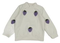 Biela mikina s jahůdkami Shein