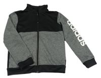 Šedo-černá propínací sportovní mikina s logem Adidas