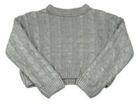 Sivý vzorovaný crop sveter Zara