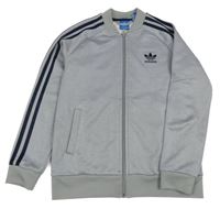Šedá propínací sportovní propínací mikina s logem Adidas