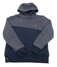 Tmavomodrá mikina so srdiečkami a kapucňou Yigga