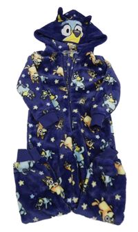 Fialová chlpatá kombinéza s Blue a kapucňou