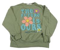 Khaki mikina s nápisem H&M