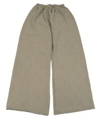 Béžové ľahké voľné é nohavice s kamienkami