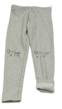 Šedé melírované zateplené legíny s kočkami C&A