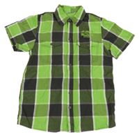 Limetkovo-šedá kostkovaná košile s nápisem Yigga