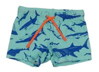 Světlemodré nohavičkové plavky se žraloky 
