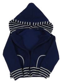 Tmavomodrá rebrovaná prepínaci mikina s kapucňou