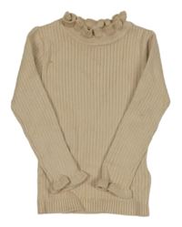 Béžový rebrovaný sveter s rolákom Matalan