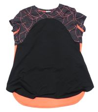 Černo-šedo-neonově oranžové sportovní tričko Decathlon