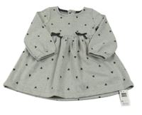 Nové - Šedo-bílé vzorované teplákové šaty se srdíčky Dunnes