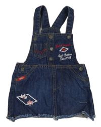 Modrá rifľová na traká sukňa s výšivkou Lee Cooper