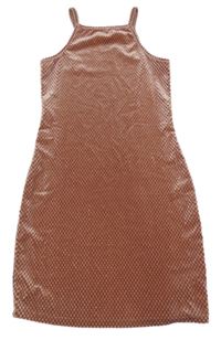 Staroružové vzorované zamatové šaty Matalan