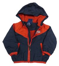 Tmavomodro-červená šušťáková jesenná bunda s kapucňou Nike