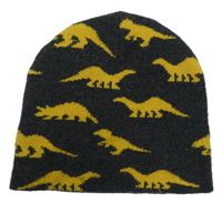 Tmavosivá pletená čapica s dinosaurami Manor