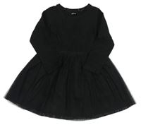 Čierne bavlněno/tylové šaty F&F
