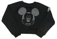 Čierna crop mikina s Mickey z kamínků PRIMARK