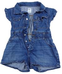Modrý riflový kraťasový overal s límečkem Denim Co.