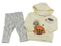 2Set - Smetanová mikina s Gruffalem a kapucí + šedé melírované žebrované tepláky PRIMARK