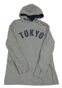 Šedé melírované triko s nápisem a kapucí H&M