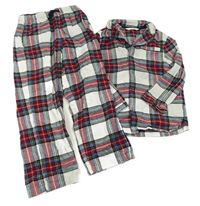 Bílo-červeno-kostkované flanelové pyžamo M&S