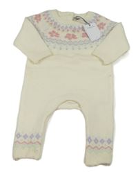 Nové - smotanový svetrový overal so vzorom Tu